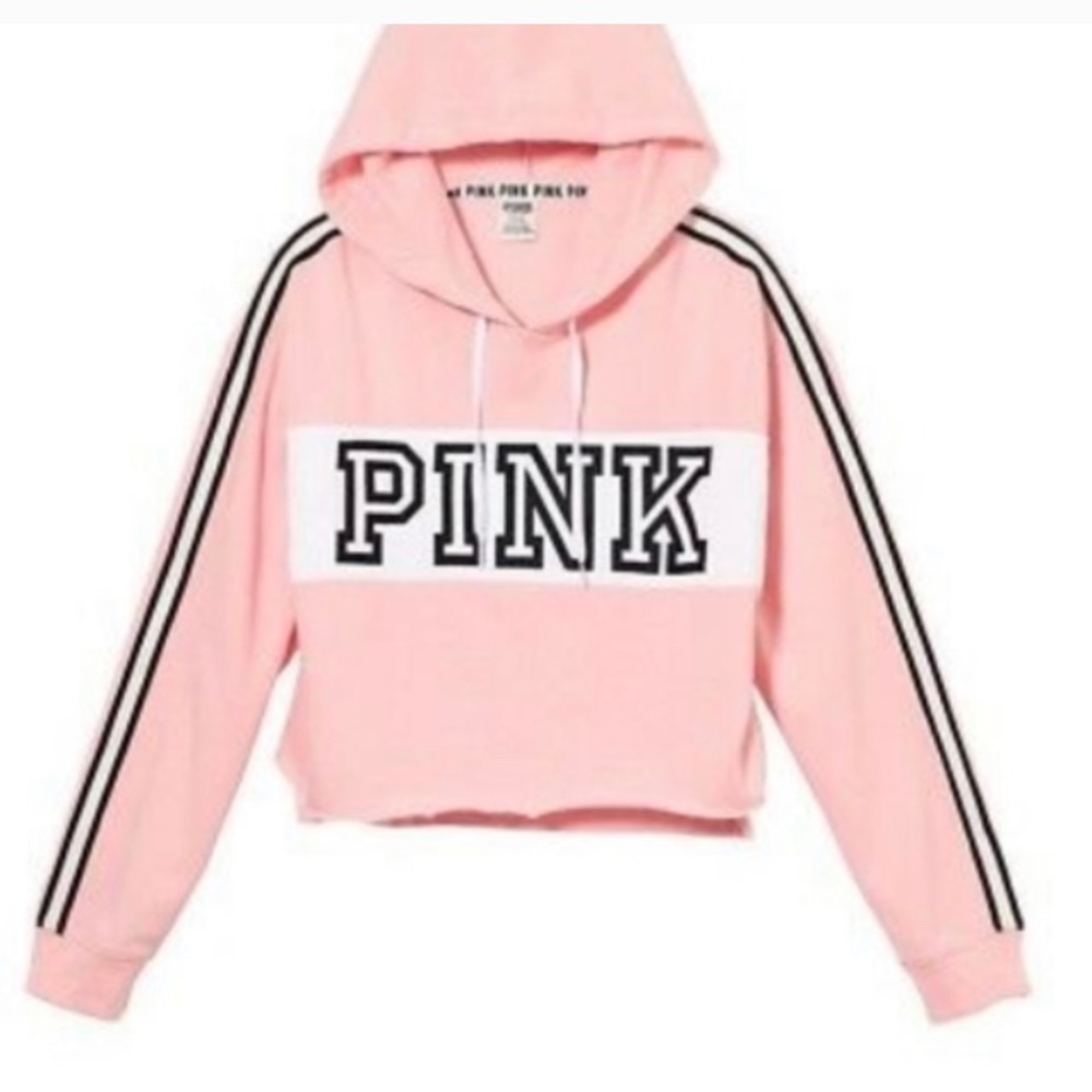 VS pink cropped pull over hoodie